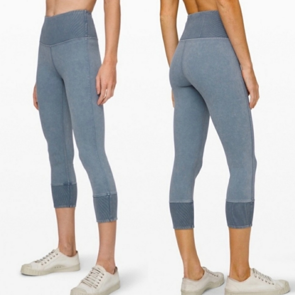 Lululemon Wunder Under 23" Crop Ribbed Leggings